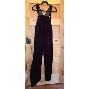 Vintage Chicos Design Black Velvet Overalls Size 0 Wide Leg Y2K Jumpsuit Holiday